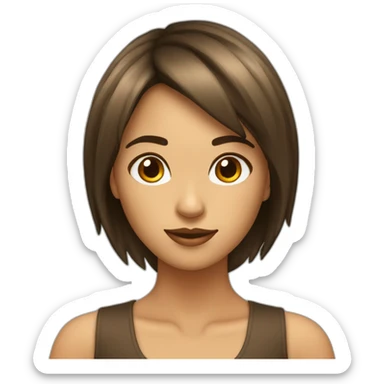 CHICA DE PELO MORENO Y FLEQUILLO Y OJOS MARRONES sticker