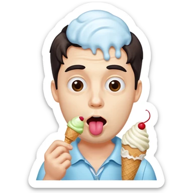 weird man licking ice cream while staring at you sticker