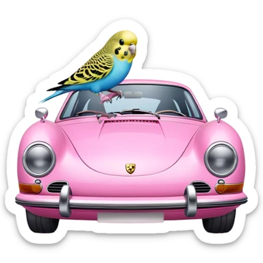 budgie on pink porsche sticker