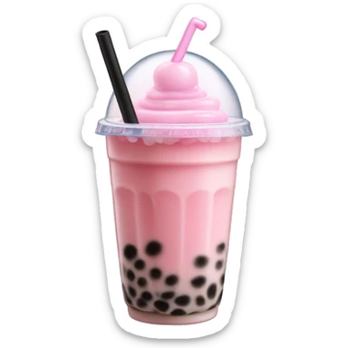 Bubble tea with pink milk sticker