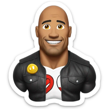 the rock wearing a super mario suit sticker