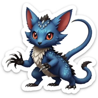 Dark edgy exotic anthropomorphic painted Fakémon-Pokémon-Trico-Vernid-creature sticker