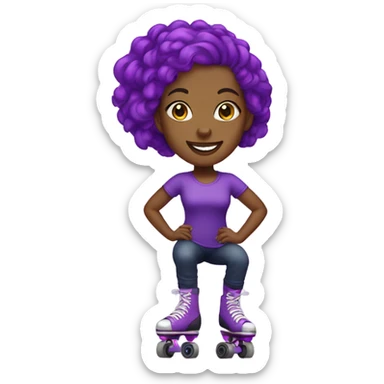 black female rollerskater with purple hair sticker