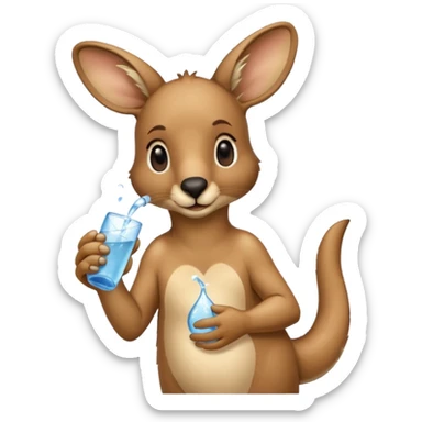 kangaroo drinking water sticker