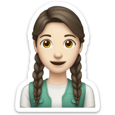 Brunette pale girl with braces sticker