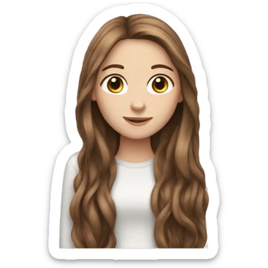 White girl with long brown hair sticker