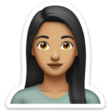 A 25 year old, South Asian woman, with straight black hair,   with brown eyes wearing a t-shirt. sticker
