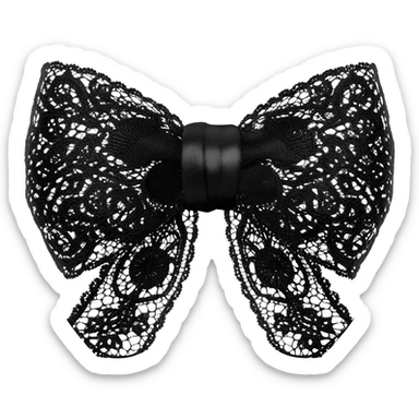 Hyperrealistic extremely detailed, isolated 3d rendering, large size,  black lace bow, 8k hd, 600 dpi sticker