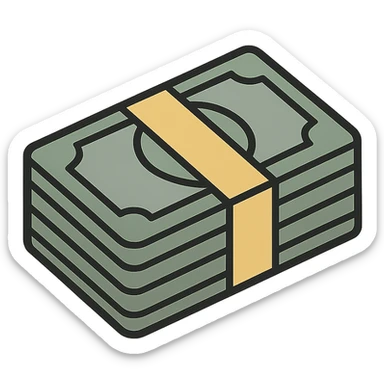 stack of money, minimalistic, green gold and white color scheme, clean lines sticker