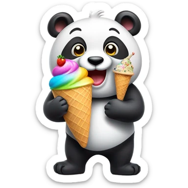 Panda eating ice cream sticker