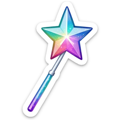 shiny and sparkly glitter magic wand with a star tip sticker