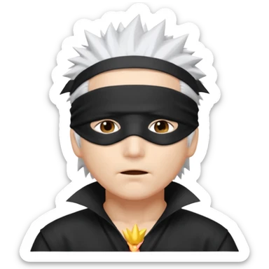 Gojo saturo with spiky hair and blind fold sticker
