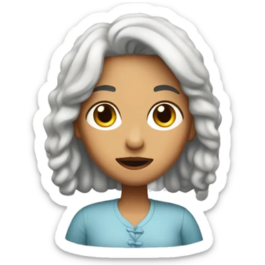 Teresa eating sticker