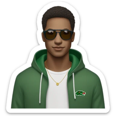 Guy using lacoste hoodie and oakley juliet sticker
