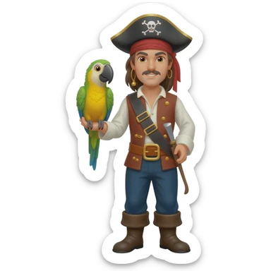 pirate and parrot sticker