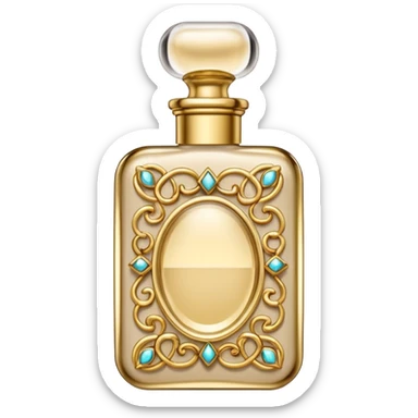 beige luxury perfume covered in jewelry sticker