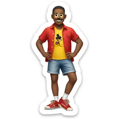 Mickey Mouse in red shorts and yellow shoes sticker
