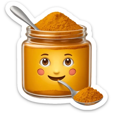 realistic apple style emoji curry powder, softly mounded, fine grainy, golden yellow to deep ochre, natural edges, dry and warm look, no bowl spoon jar or faces, clean 3D, soft shadows, transparent background, optimized for emoji clarity and warmth sticker