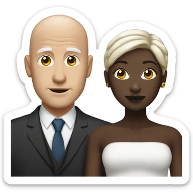 Bald white  man with dark woman sticker