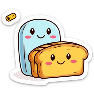 a loaf of bread with a smiley face, cartoonish sticker style sticker