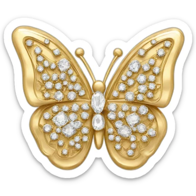 gold butterfly jewel with heart shaped diamonds sticker