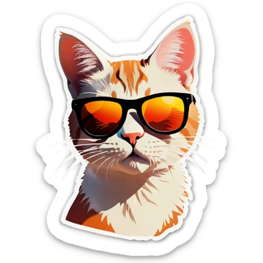 Cat with sunglasses sticker