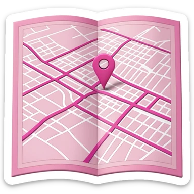 mix pink of a big gps paper map of the lines sticker