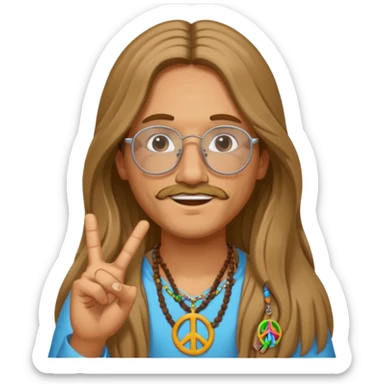 Hippie with glasses sticker