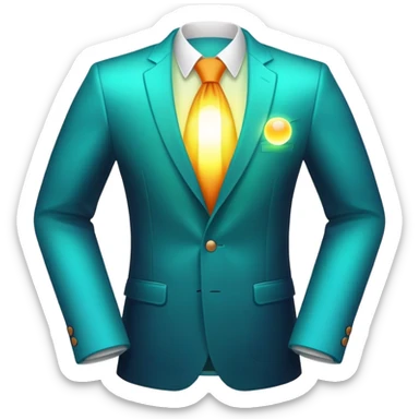 Minimalist glowing aura sphere with subtle blazer or suit jacket silhouette integrated, masculine style essence sticker