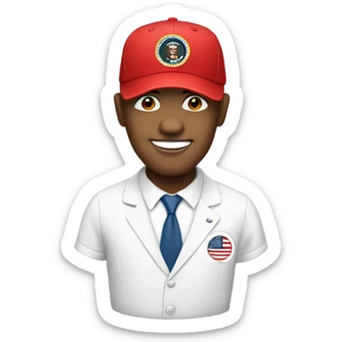 president with a red baseball cap sticker