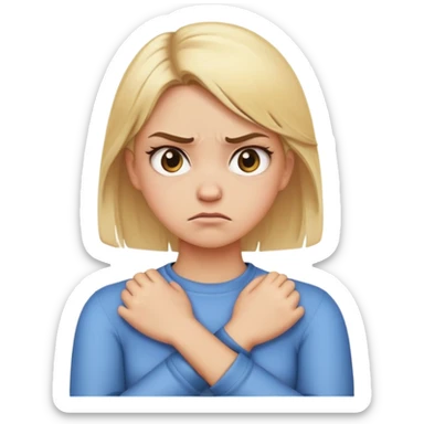  crossing arms by neck angry girl blonde emoji sticker