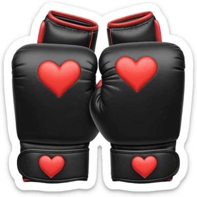 Genera un emoji de guantes de boxeo negros con corazones rotos  sticker