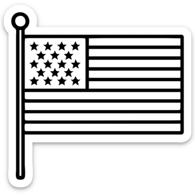 Rotate the monochrome American flag 90 degrees so it is horizontal, keep the style and background transparent. sticker