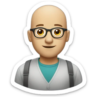 bald guy with glasses and not smiling sticker