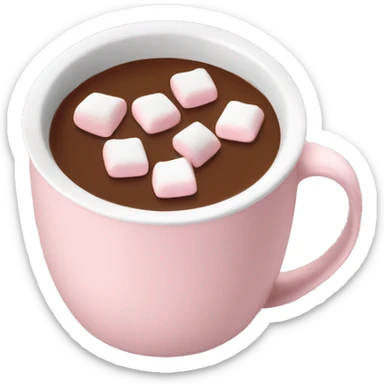 Light Pink mug of hot chocolate with marshmallows  sticker