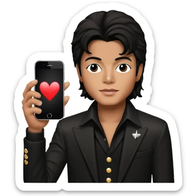 Michael Jackson holding an LG sticker