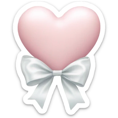 Pastel pink heart with white bow sticker