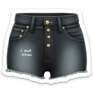 Black bootie shorts with writing on bum sticker