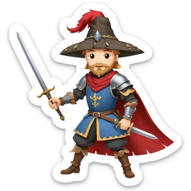 landsknecht swinging a large two handed sword sticker