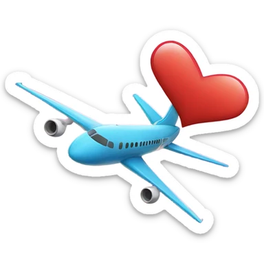Heart and plane sticker