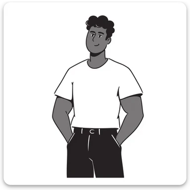 A tall, muscular black man with a confident stance sticker