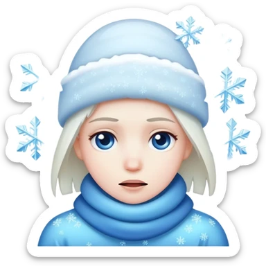 Shivering face with ice crystals, very cold sticker