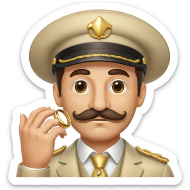 italian man Luigi Mangione with mustache wearing a large gold wedding band sticker