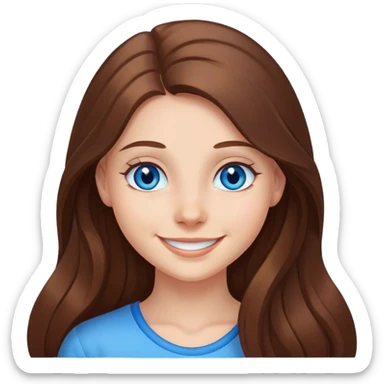 smiling girl with long hair with blue eyes sticker