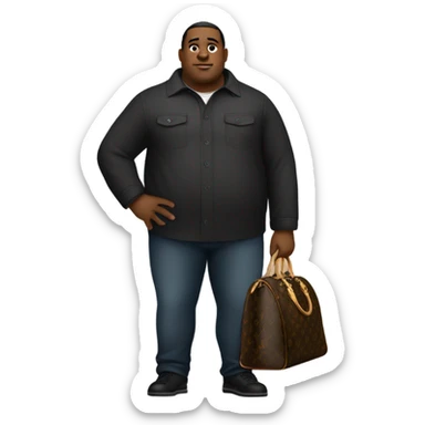 Fat black man holding Louis Vuitton bag  sticker