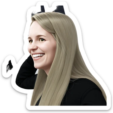 smiling blonde girl with long hair sticker