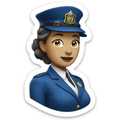 railways stationmaster boss lady in blue sticker