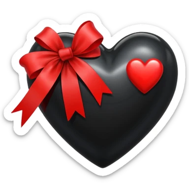 Emoji cuore nero con fiocco sticker