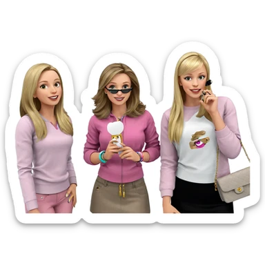 happy girls with stylish accessories sticker
