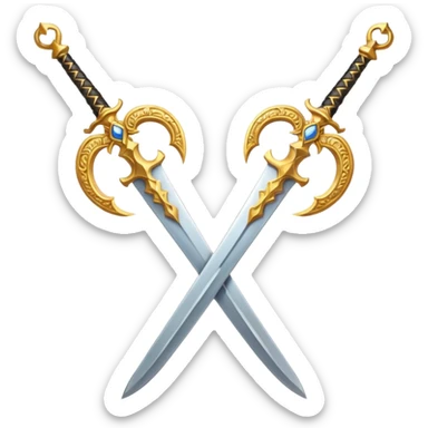 Two golden fiery royal crossed swords sticker